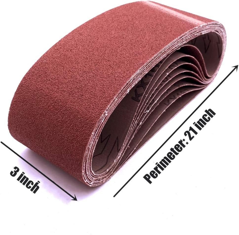 3 x 21 Inch Sanding Belts 12 Pack 80 120 150 grit