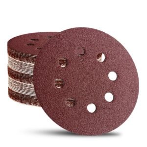 52 Pack 5 Inch 8-Hole Hook and Loop Sanding Discs