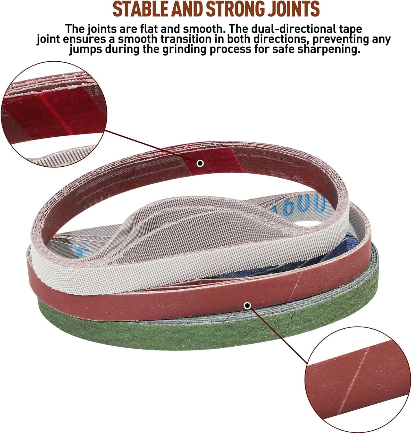 1/2" x 12" replacement sharpening belt kit for Work Sharp – 45 pieces assorted grits