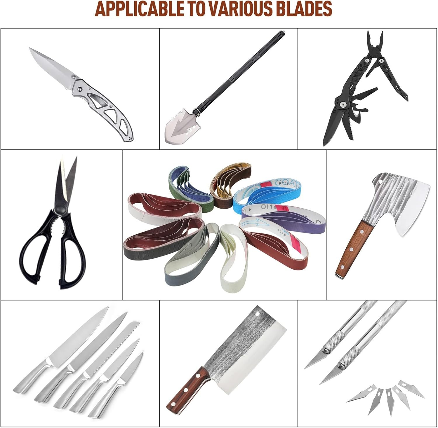 1/2" x 12" replacement sharpening belt kit for Work Sharp – 45 pieces assorted grits