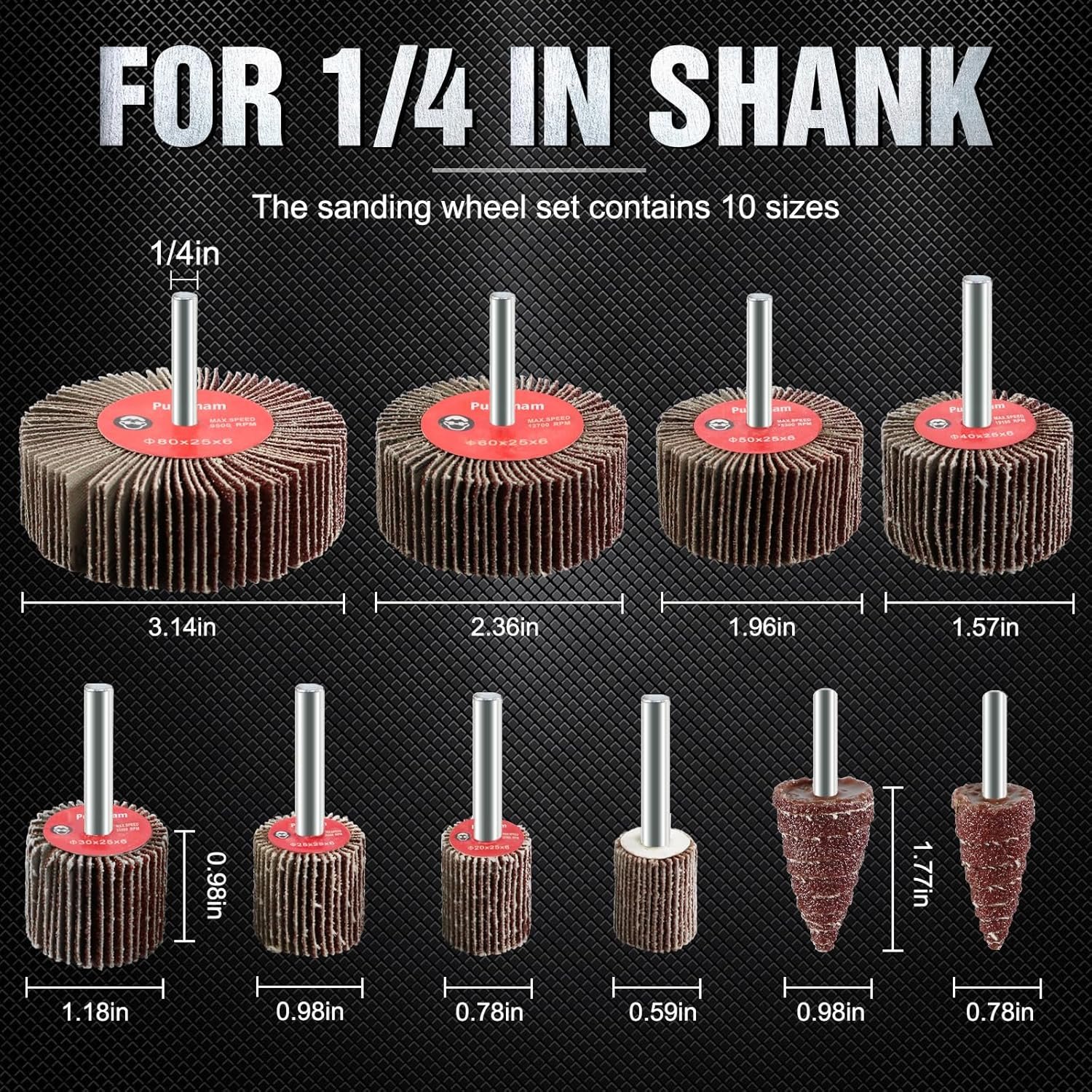 20 Pcs Flap Wheel Sander Set 80 Grit Sanding Wheel for Drill 1/4" Shank for Metal Wood - 图片 2