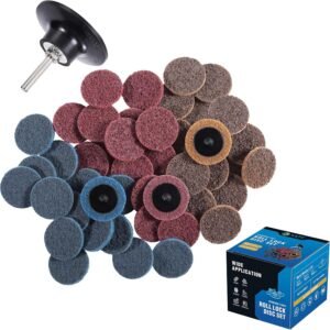 46PCS Sanding Discs 2 Inch Roll Lock Quick Change Discs 1pcs 1/4'' Holder Surface Conditioning Discs Fine Medium Coarse for Die Grinder Surface Strip Grind Polish Burr Finish Rust Paint Removal