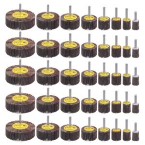 40 Pack 1/4" Shank Flap Wheel Sander Set, Rocaris 80 Grit Abrasive Sanding Wheels for Drill Dremel Die Grinder Rust Remover (8 Sizes)