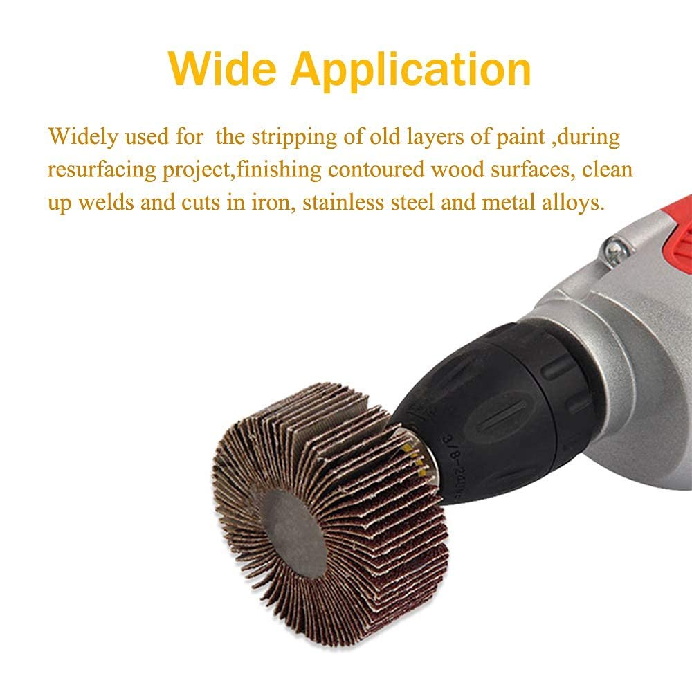 40 Pack 1/4" Shank Flap Wheel Sander Set, Rocaris 80 Grit Abrasive Sanding Wheels for Drill Dremel Die Grinder Rust Remover (8 Sizes) - 图片 9