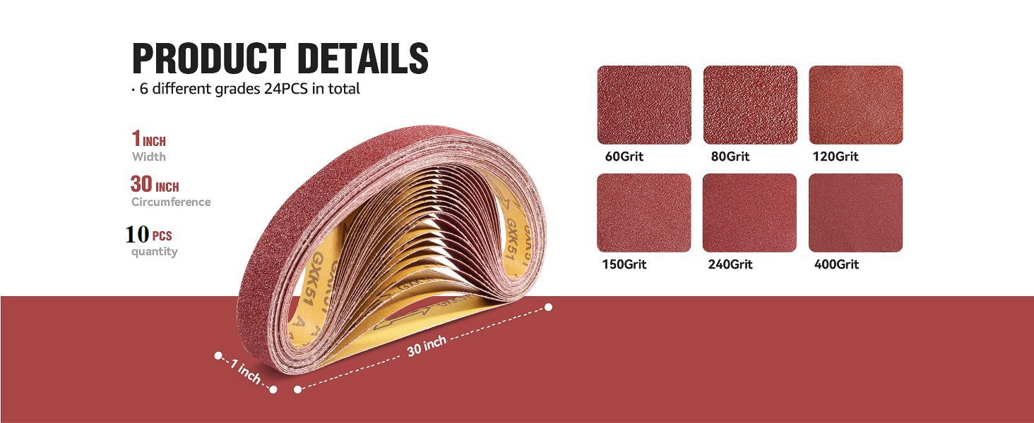 1 x 30 inch sanding belt 10 pack for precision sharpening