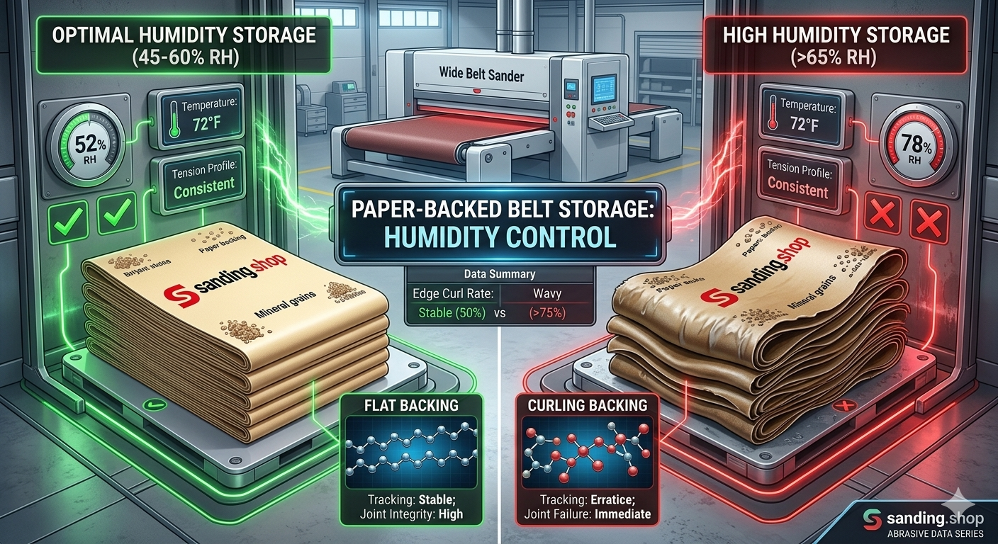 Abrasive belt storage best practices: dehumidification for paper-backed sanding belts to prevent curling