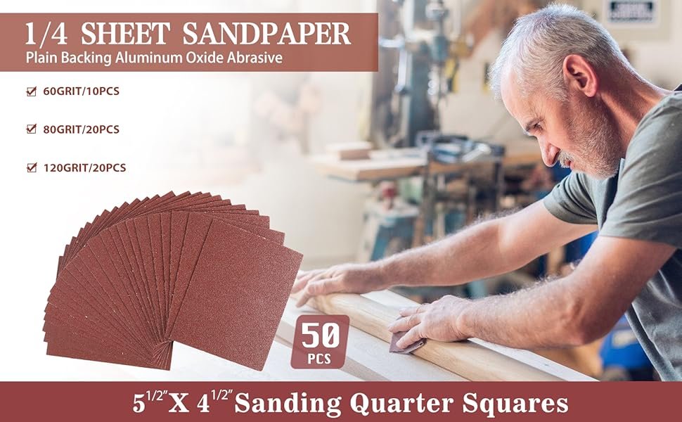1/4 sheet sandpaper 60 80 120 grit palm sander sheets