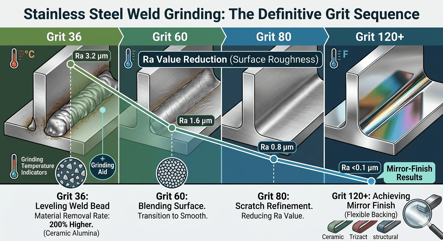 Stainless Steel Weld Grinding grit sequence for mirror finish