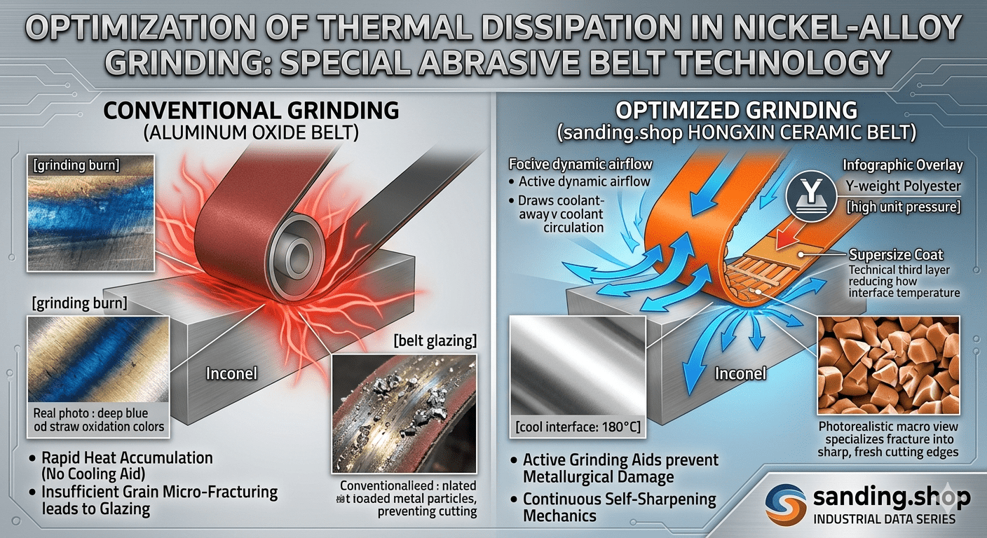 Inconel abrasive belt selection thermal dissipation comparison infographic